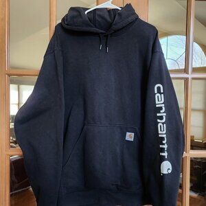 Carhartt Men's Long Sleeve Loose Fit Pullover Hoodie Black Size 2XL